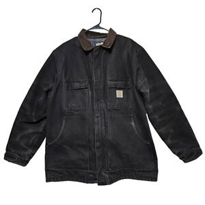 Vtg Carhartt Chore 46 Faded Blanket Lined Corduroy Patina USA DuckCanvas CB1305